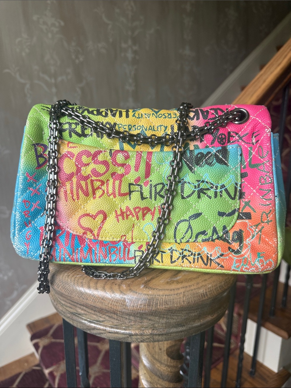 PASSION PIRATE ladies, graffiti printed purse preowned shows a few signs of wear - Picture 8 of 12
